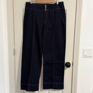 Curve Appeal Wide Leg Jeans Womens 14/32 Blue NWT Dark Wash High Rise Boho